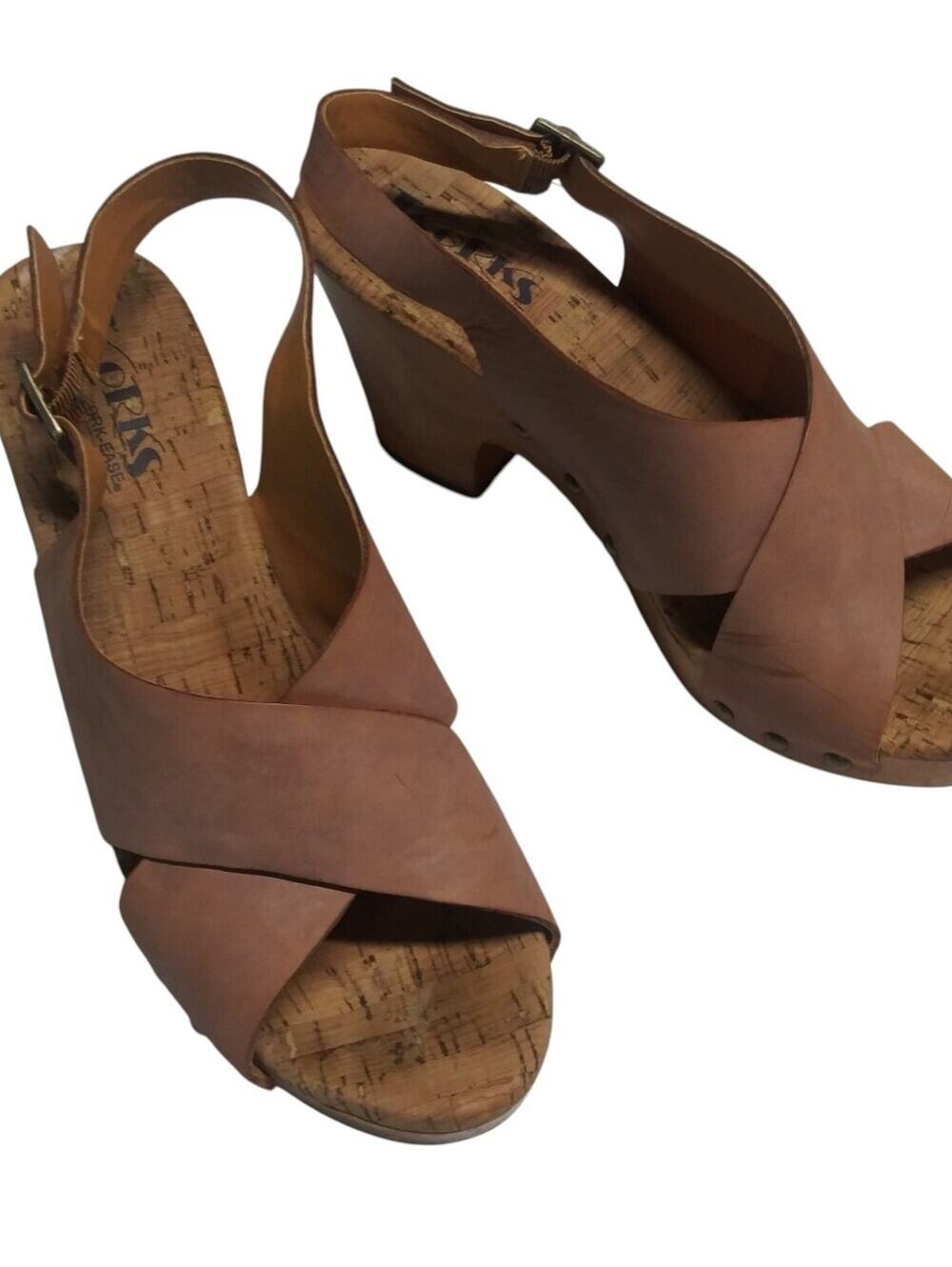 Kork Ease Mauve Studded Wooden Heel Sling Back Heel Size 9